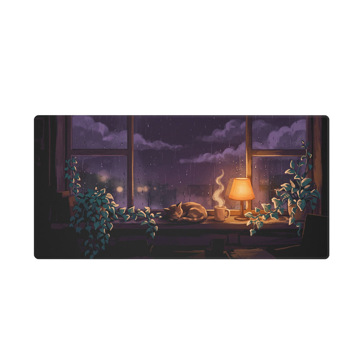 Dusk Rain Desk Desk Mat 36x18