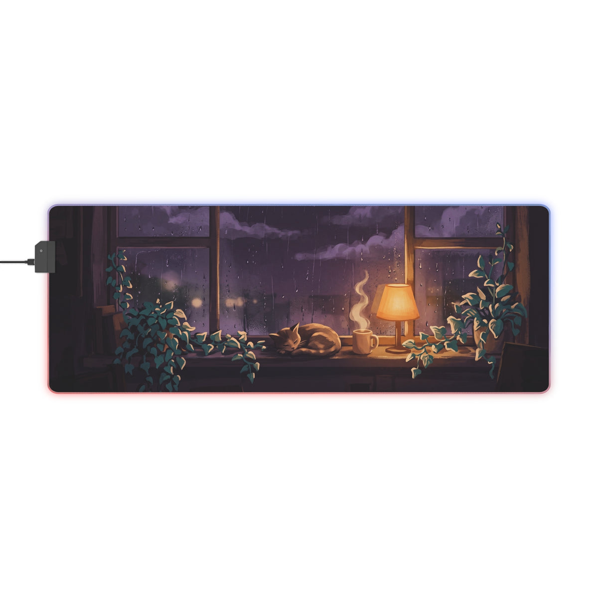 Dusk Rain Desk RGB Mouse Pad