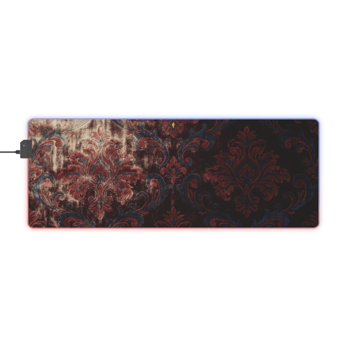 Oxblood Velvet Damask RGB Mouse Pad