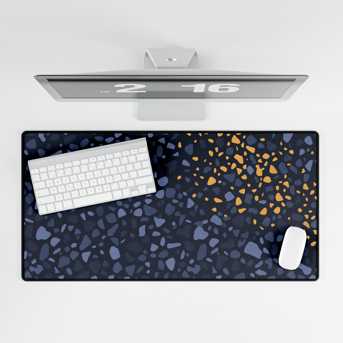 Navy Terrazzo Dust XL Desk Mat