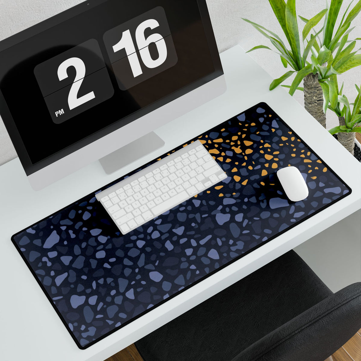 Navy Terrazzo Dust XL Desk Mat